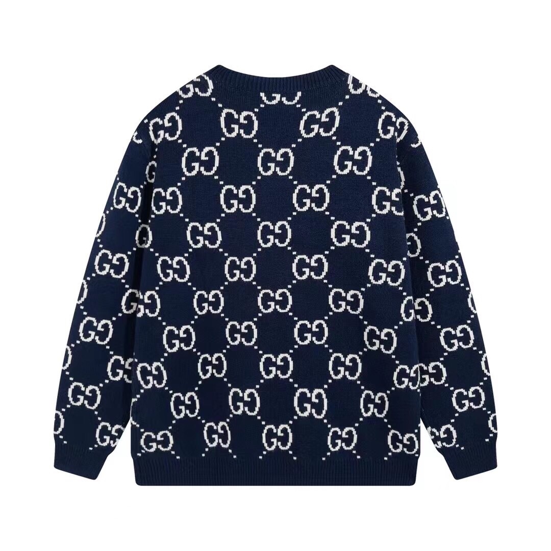 Suéter Gucci GG Monogram Jacquard – Navy/White detalhe 2