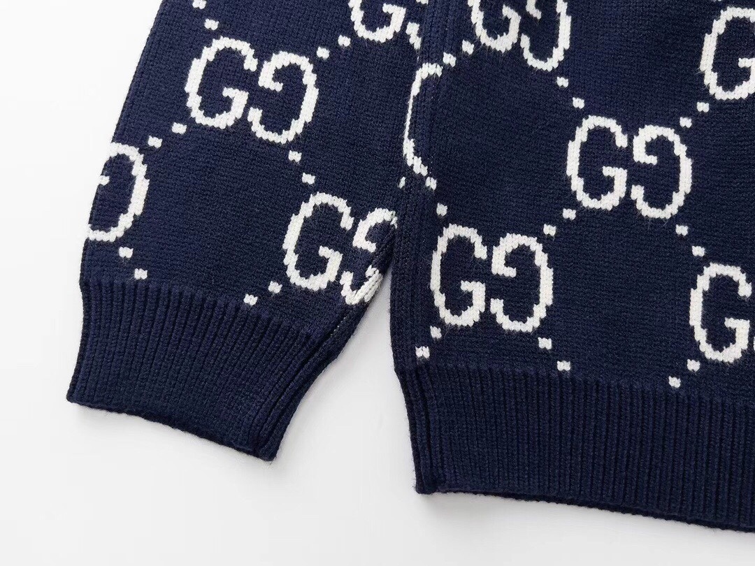 Suéter Gucci GG Monogram Jacquard – Navy/White detalhe 4