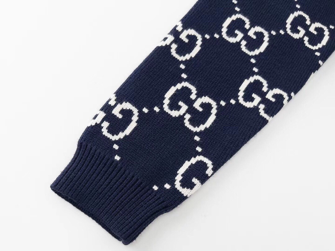 Suéter Gucci GG Monogram Jacquard – Navy/White detalhe 5