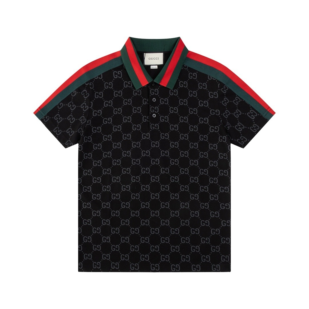 Polo Masculina Gucci Monogram Preta
