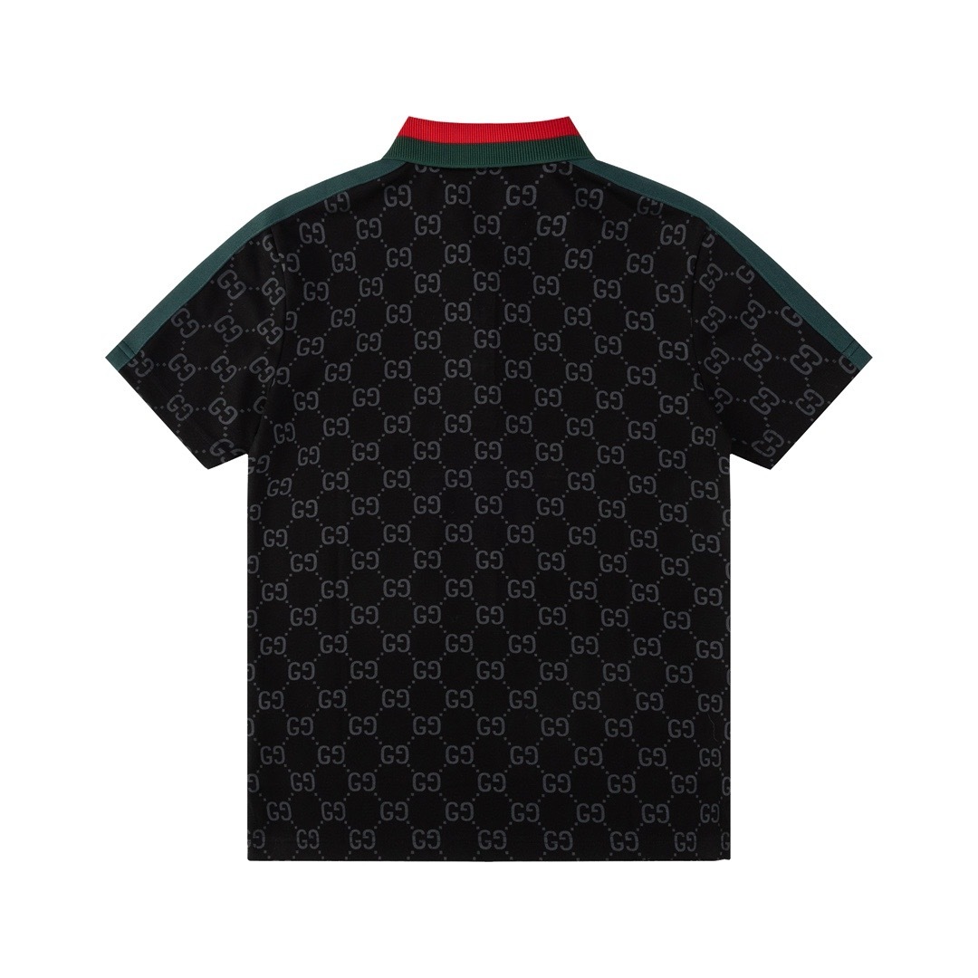 Polo Masculina Gucci Monogram Preta detalhe 2