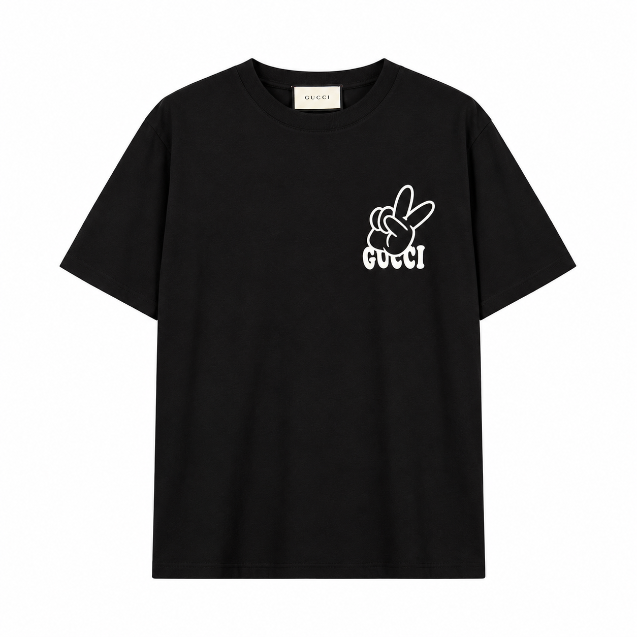 Camiseta Gucci Peace Hand Logo - Preta