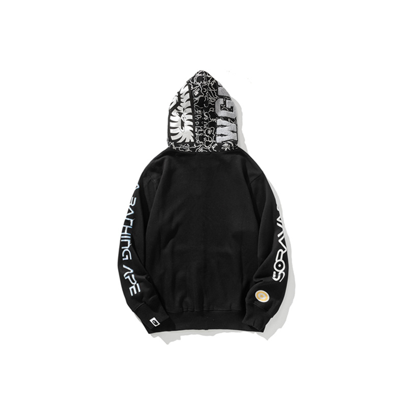 BAPE x Hajime Sorayama Shark Full Zip Hoodie Black detalhe 2
