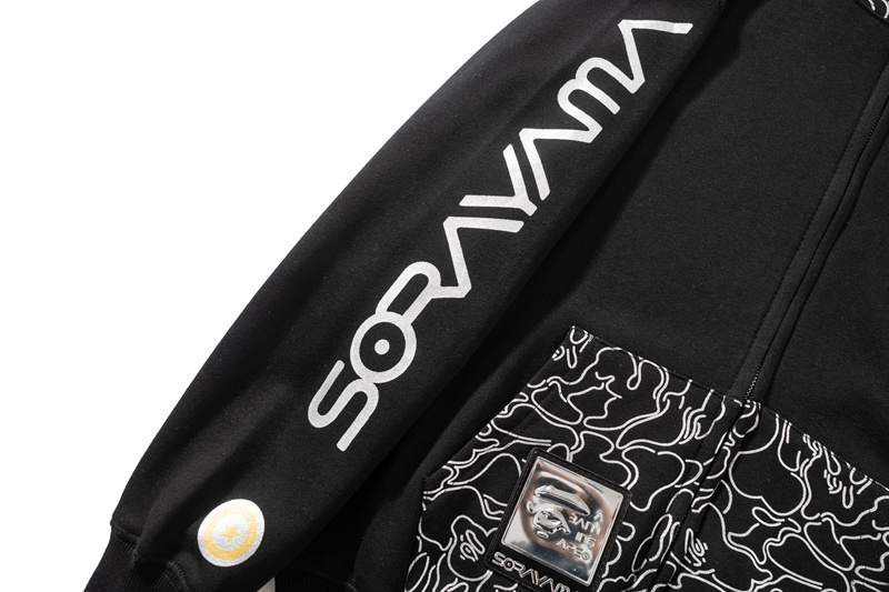 BAPE x Hajime Sorayama Shark Full Zip Hoodie Black detalhe 5