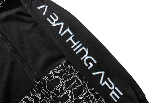 BAPE x Hajime Sorayama Shark Full Zip Hoodie Black detalhe 6