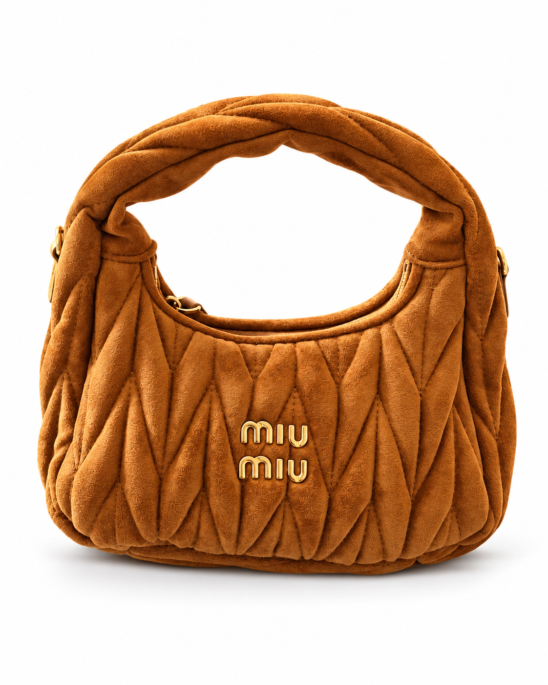 Bolsa estilo Wander Matelassê em Camurça – Caramelo detalhe 2