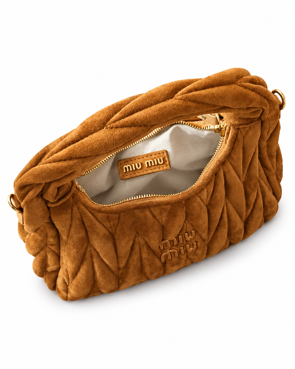 Bolsa estilo Wander Matelassê em Camurça – Caramelo detalhe 3