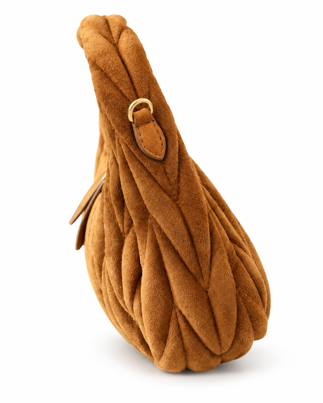 Bolsa estilo Wander Matelassê em Camurça – Caramelo detalhe 5