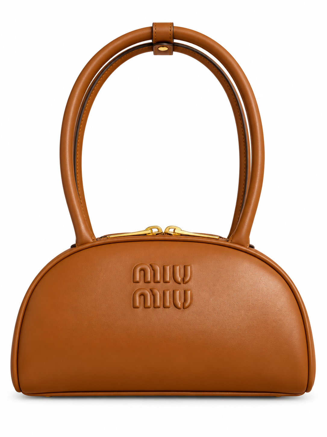 Bolsa Miu Miu Beau Small Cognac em Couro
