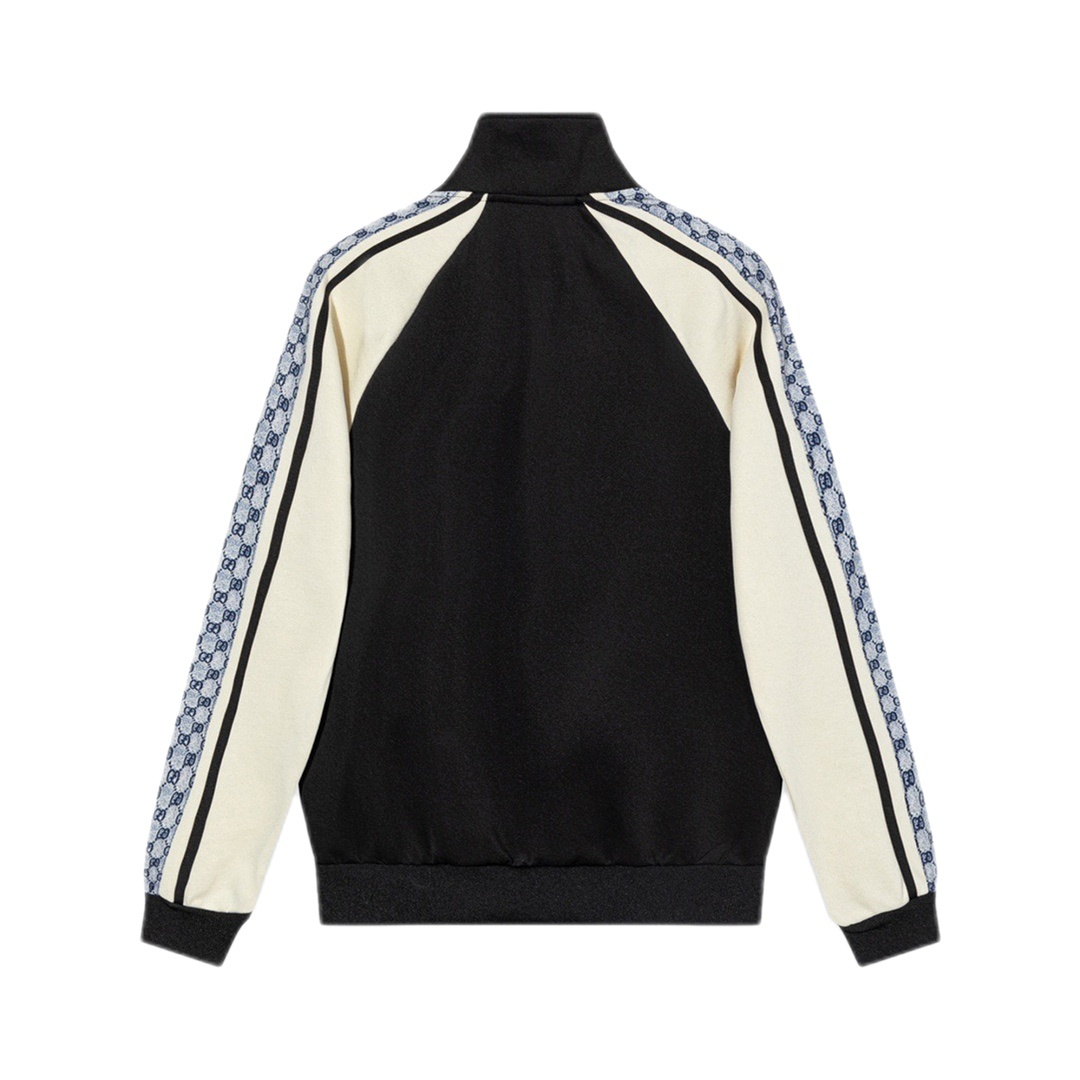 Track Jacket Gucci monogram sleeves preto/creme detalhe 2