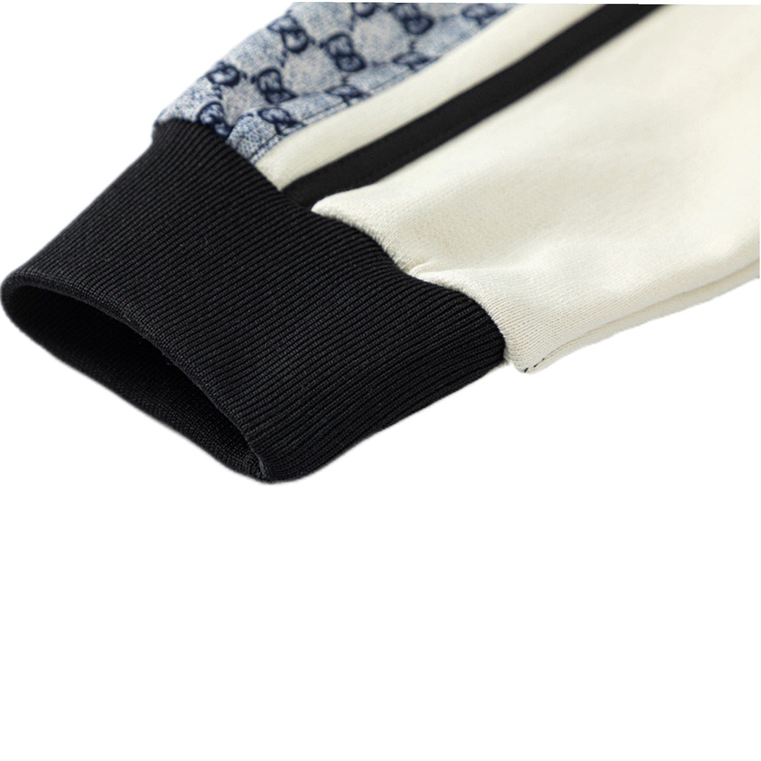 Track Jacket Gucci monogram sleeves preto/creme detalhe 5