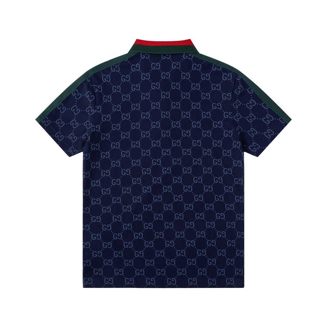 Polo Masculina Gucci Monogram Azul detalhe 2
